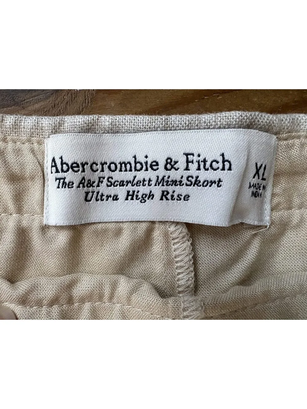Abercrombie & Fitch Scarlett Mini Skort XL Beige Linen Blend High Rise